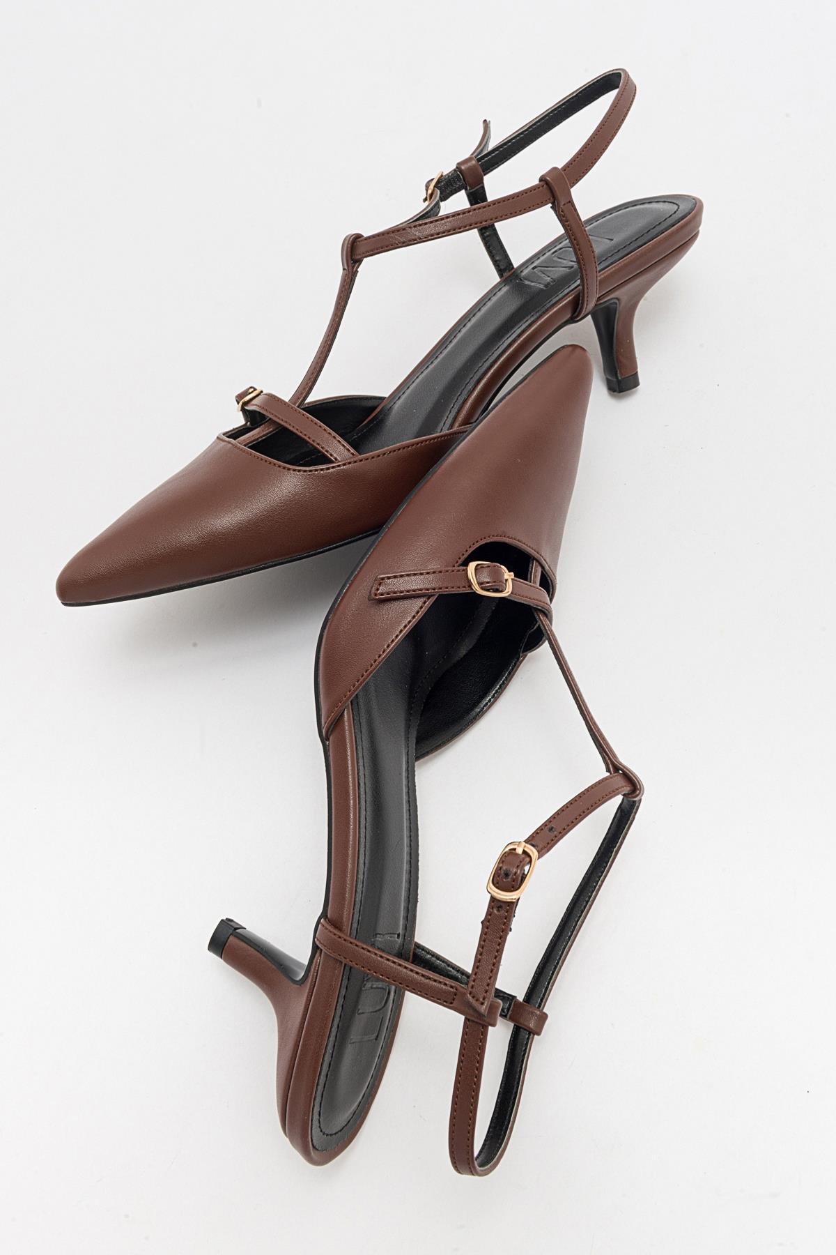 Frans - Cognac Pointed Toe Backless Low Heel Shoe (Women)
