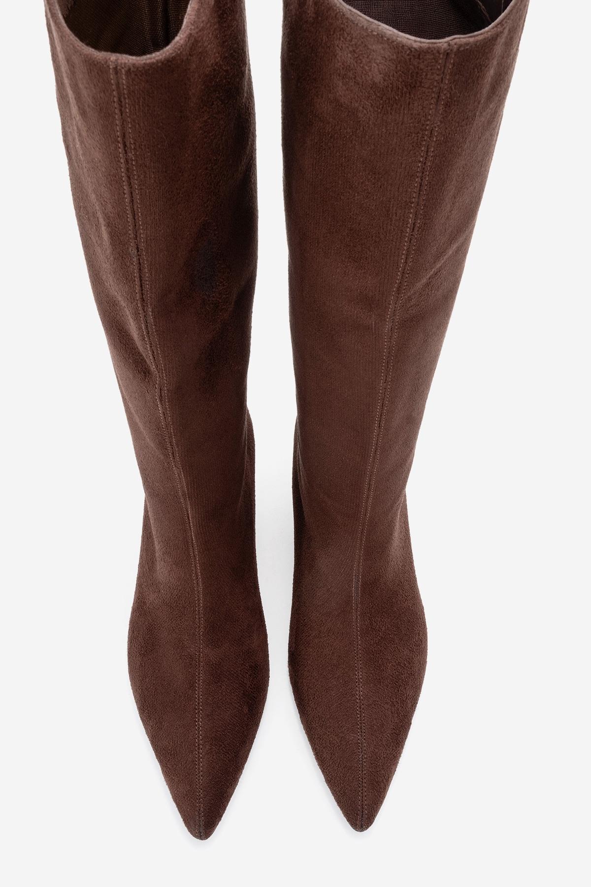 Armelia - Brown Kitten Heel Knee-High Boot (Women)