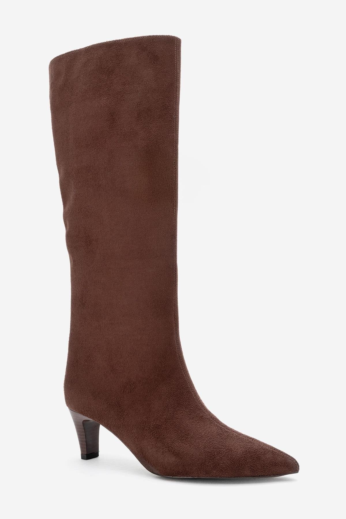 Armelia - Brown Kitten Heel Knee-High Boot (Women)