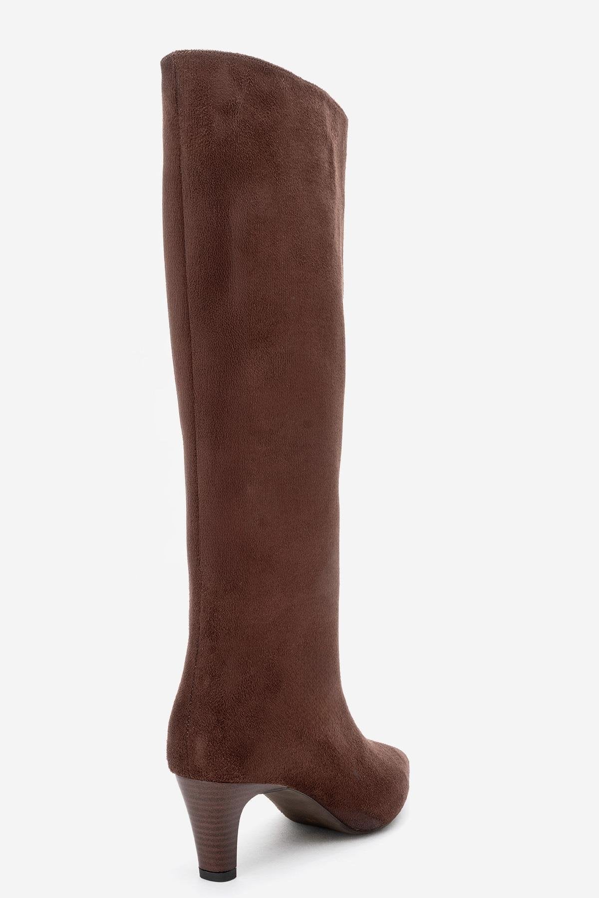 Armelia - Brown Kitten Heel Knee-High Boot (Women)