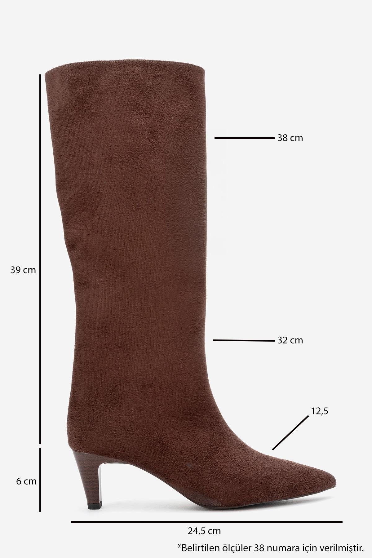 Armelia - Brown Kitten Heel Knee-High Boot (Women)