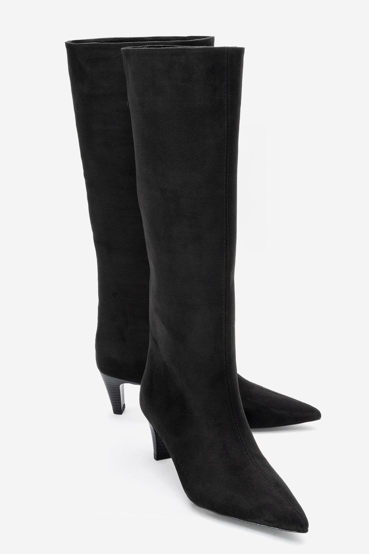 Armelia - Black Kitten Heel Knee-High Boot (Women)