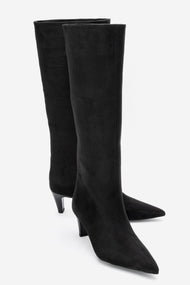 Armelia - Black Kitten Heel Knee-High Boot (Women)