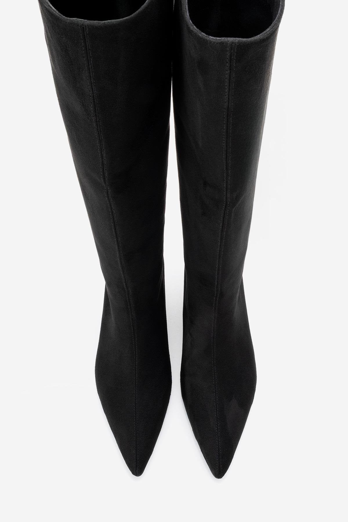 Armelia - Black Kitten Heel Knee-High Boot (Women)