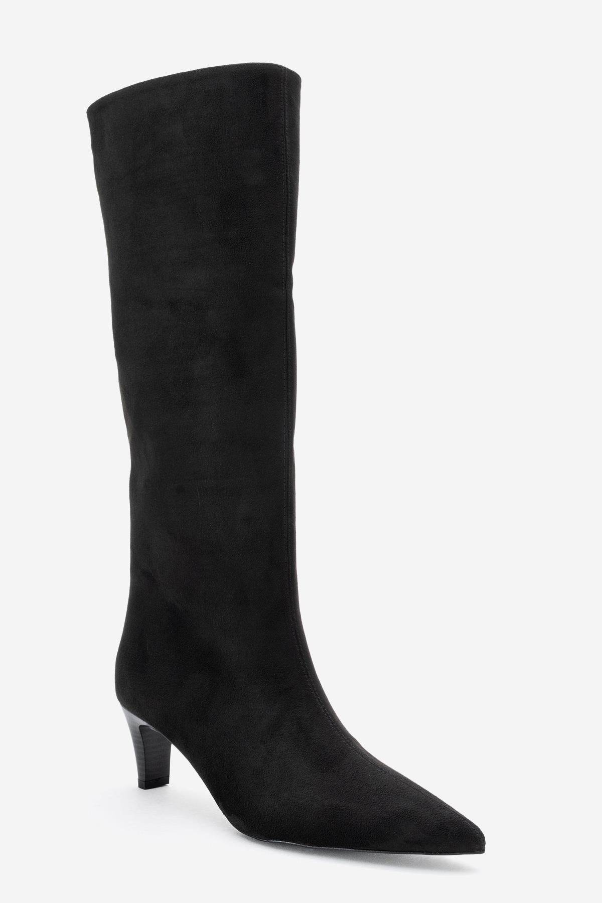 Armelia - Black Kitten Heel Knee-High Boot (Women)