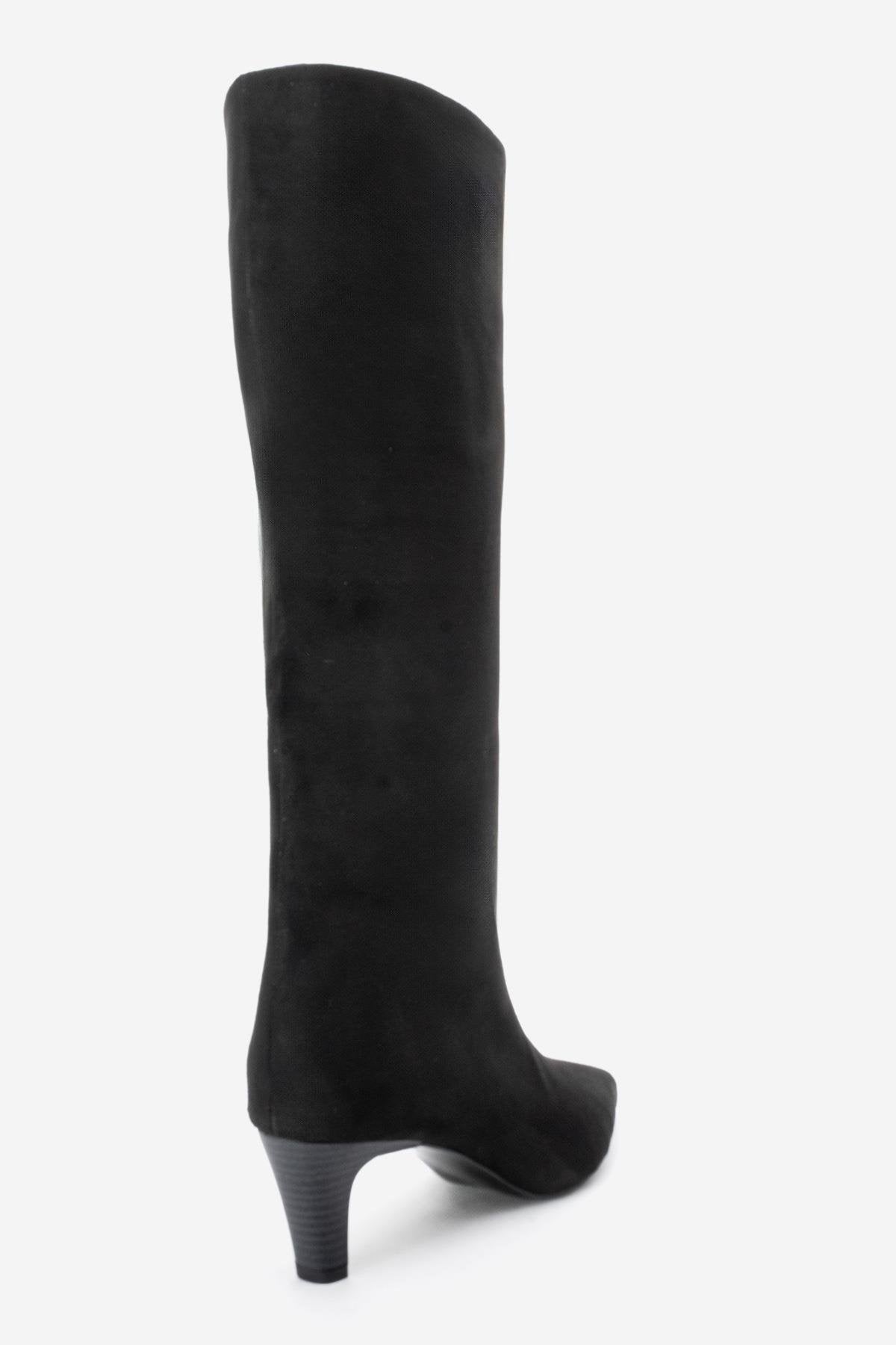 Armelia - Black Kitten Heel Knee-High Boot (Women)