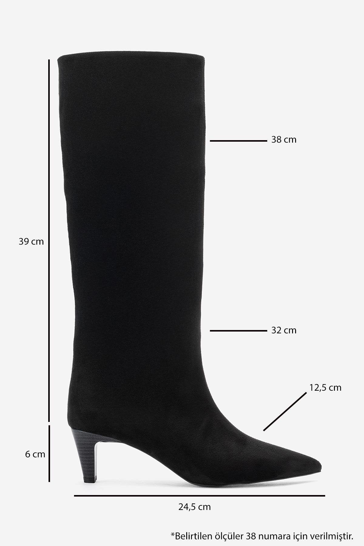 Armelia - Black Kitten Heel Knee-High Boot (Women)