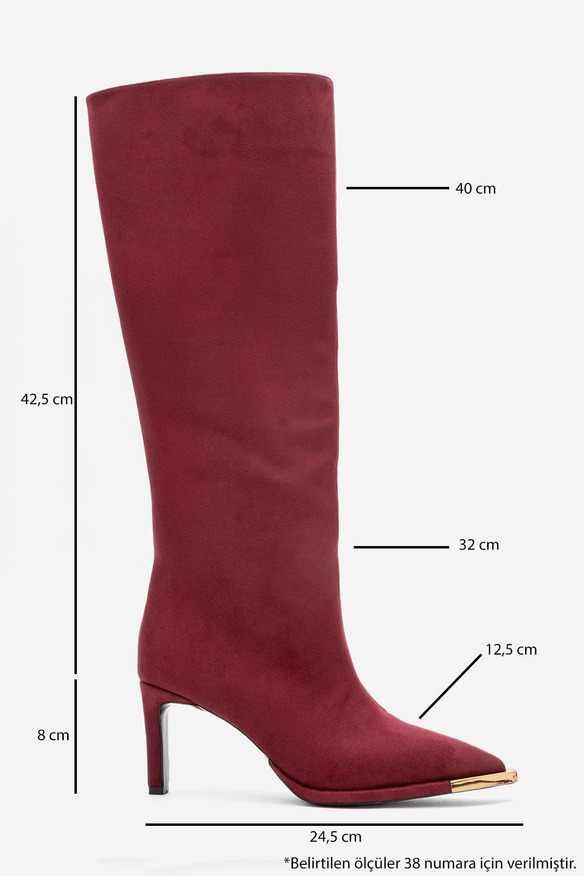 Lexa - Burgundy Gold-Detail Pointed Toe Knee-High Boot (Women)