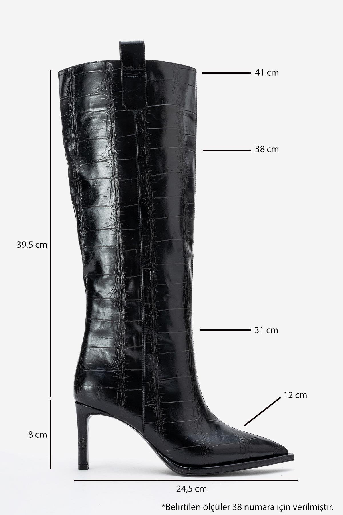 Lunelle - Black Pointed Toe Stiletto Heel Knee-High Boot (Women)