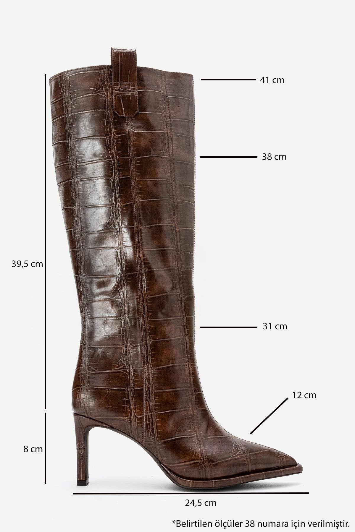 Lunelle - Brown Pointed Toe Stiletto Heel Knee-High Boot (Women)