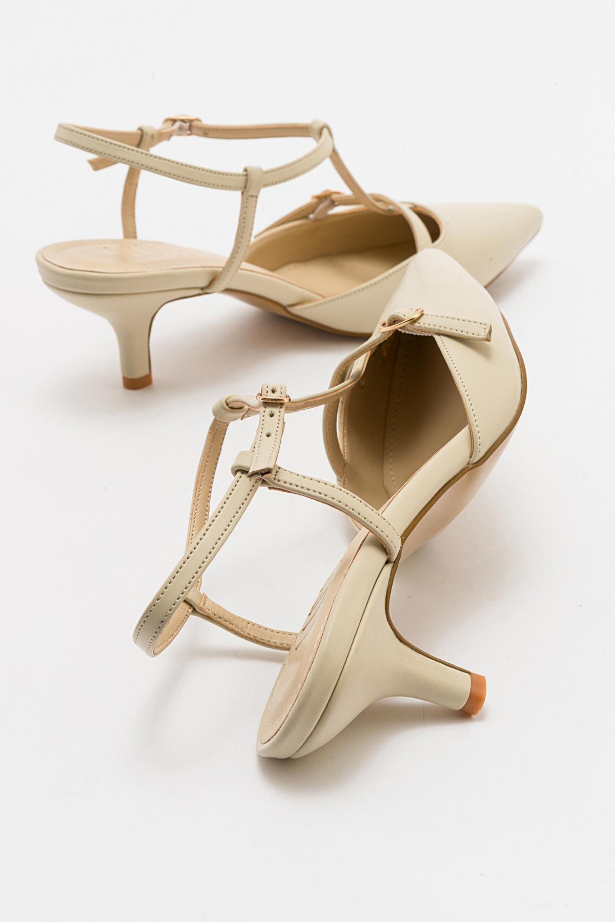 Frans - Off-White Pointed Toe Backless Low Heel Shoe (Women)