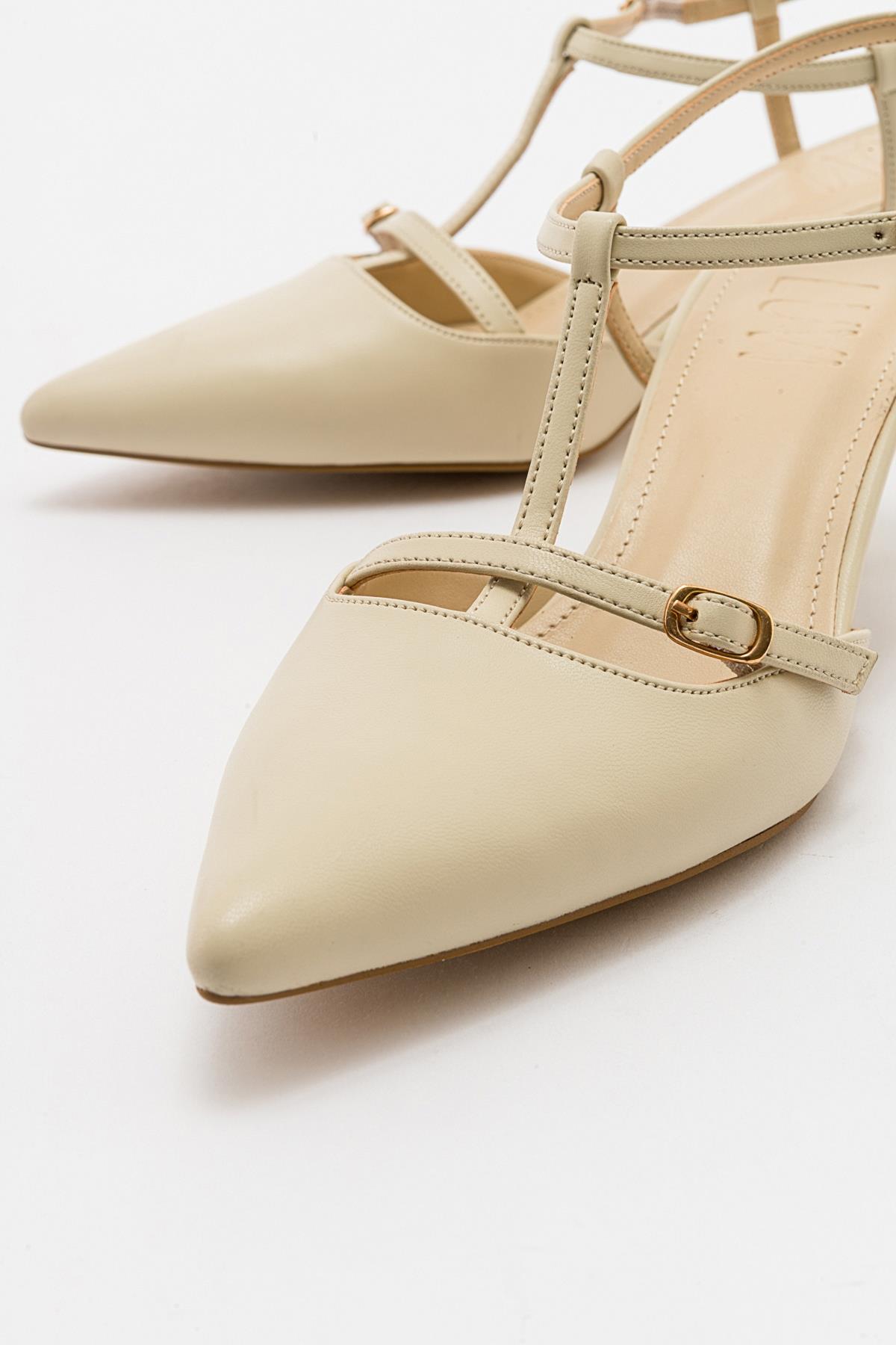Frans - Off-White Pointed Toe Backless Low Heel Shoe (Women)