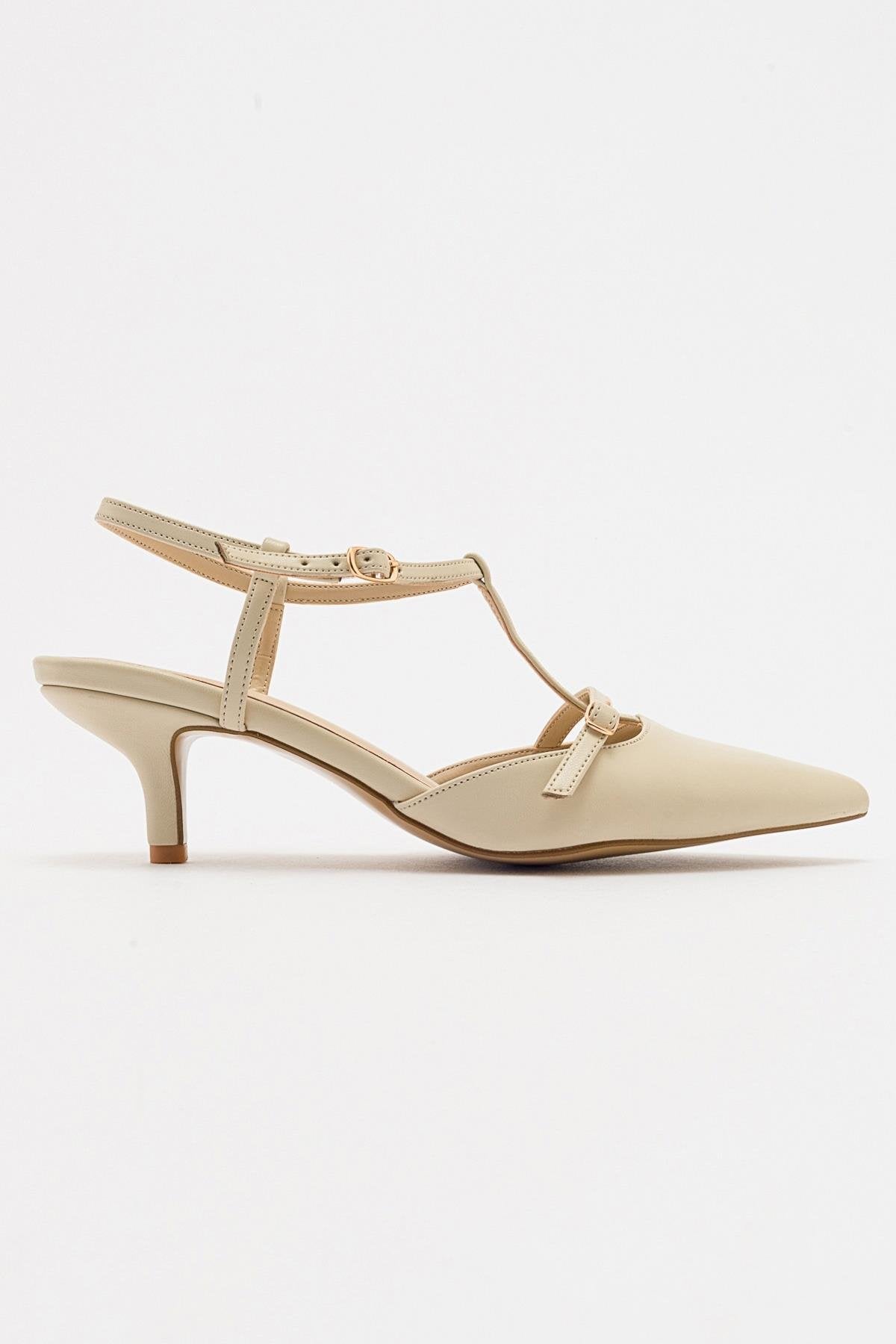 Frans - Off-White Pointed Toe Backless Low Heel Shoe (Women)