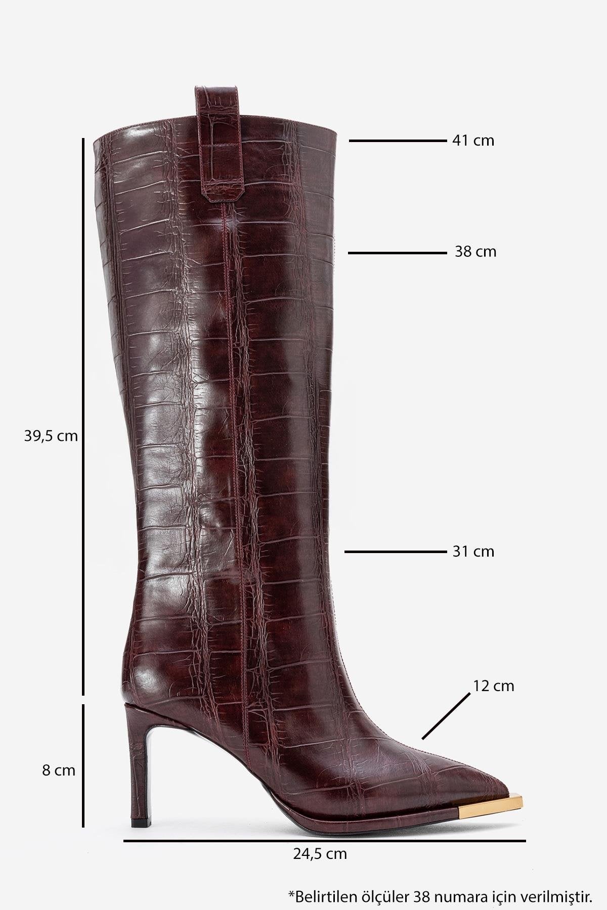 Lunelle - Burgundy Pointed Toe Stiletto Heel Knee-High Boot (Women)