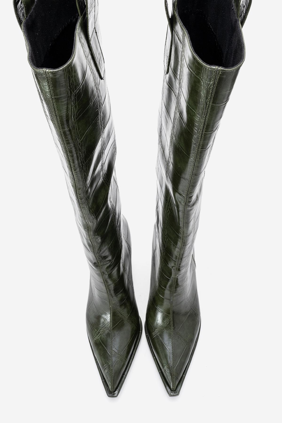 Lunelle - Emerald Pointed Toe Stiletto Heel Knee-High Boot (Women)