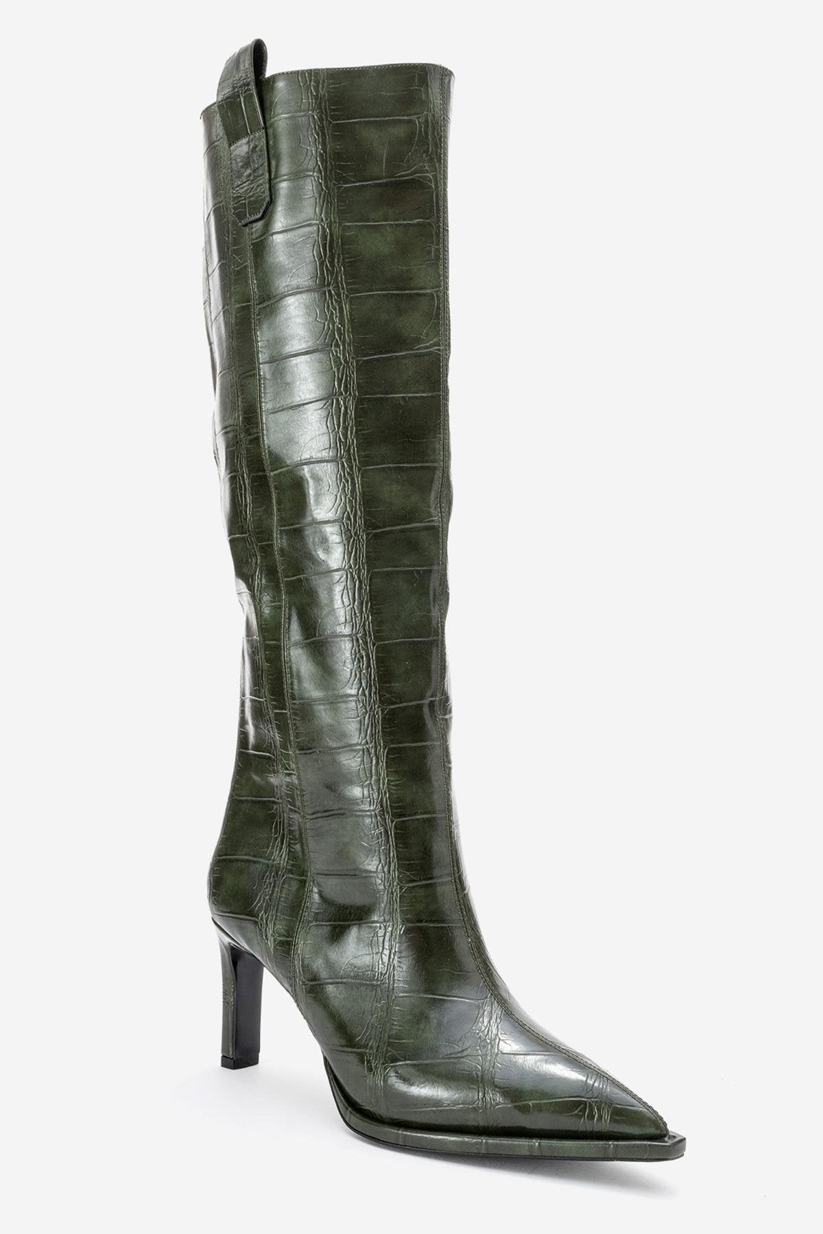 Lunelle - Emerald Pointed Toe Stiletto Heel Knee-High Boot (Women)