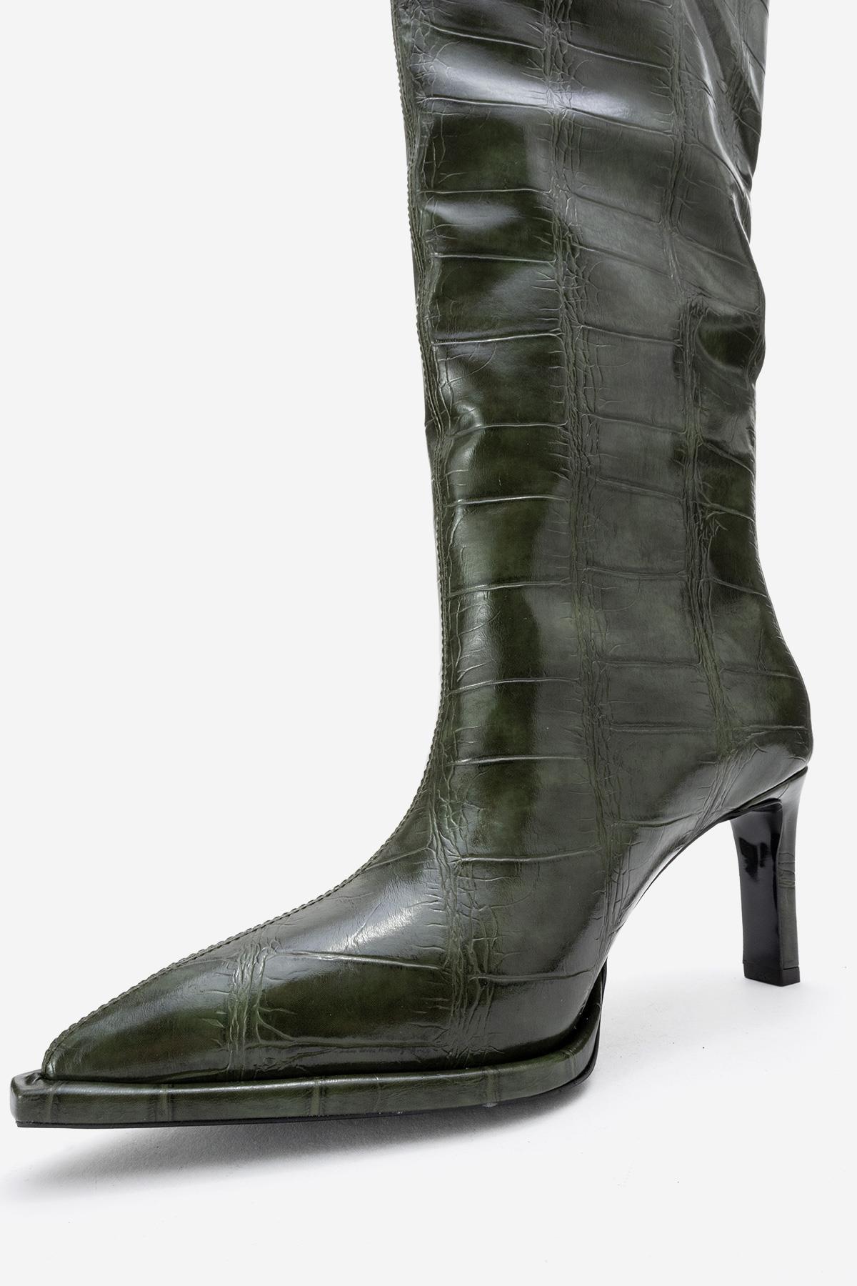 Lunelle - Emerald Pointed Toe Stiletto Heel Knee-High Boot (Women)
