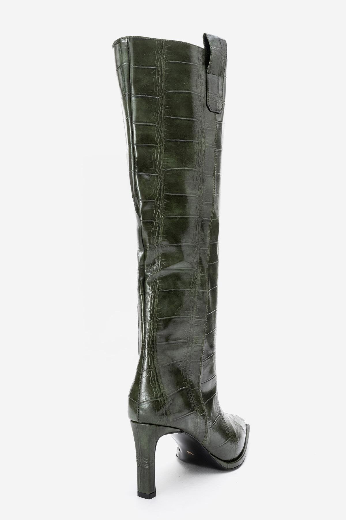 Lunelle - Emerald Pointed Toe Stiletto Heel Knee-High Boot (Women)