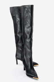 Vody - Black Over-The-Knee Zip Stiletto Boot (Women)