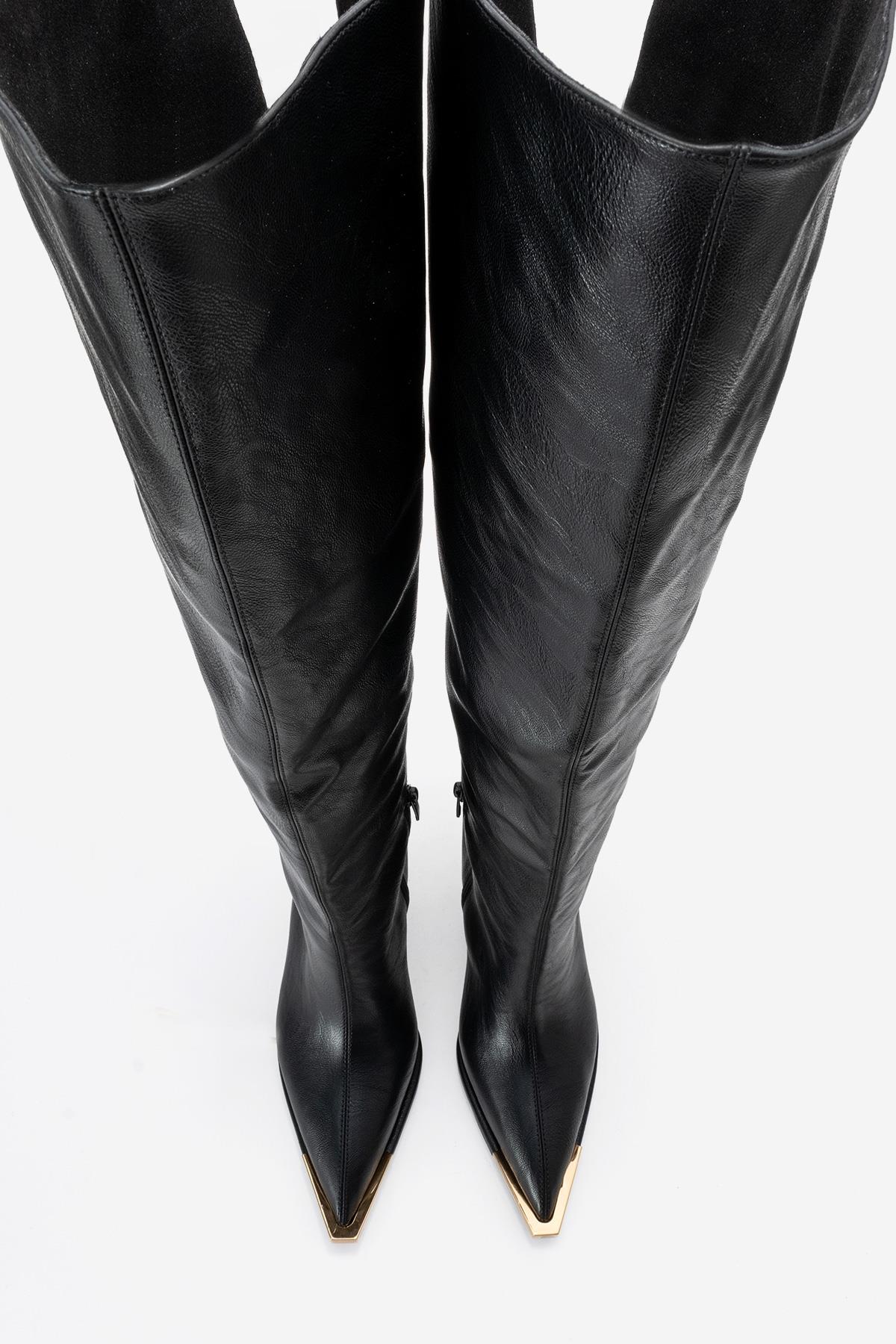 Vody - Black Over-The-Knee Zip Stiletto Boot (Women)