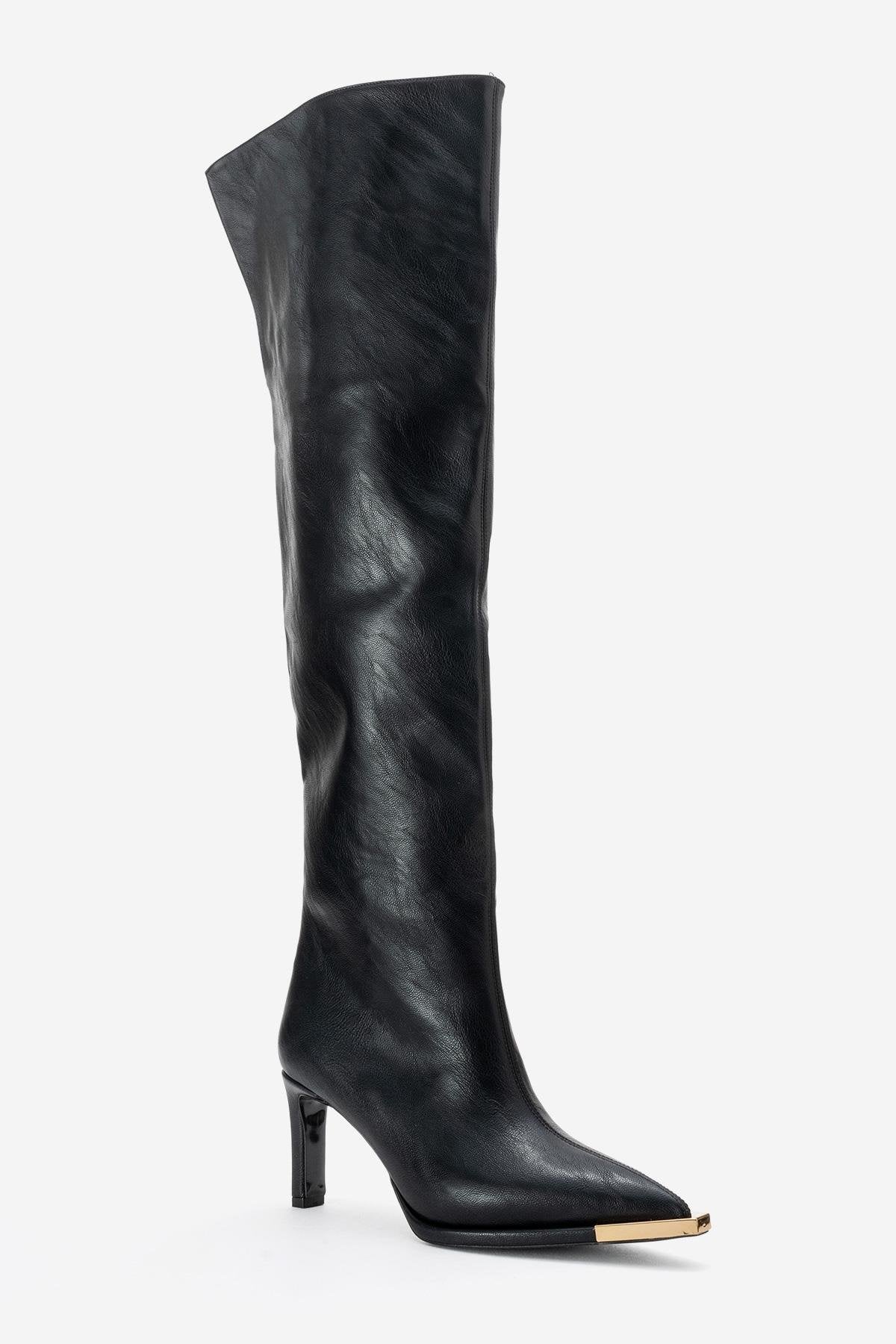 Vody - Black Over-The-Knee Zip Stiletto Boot (Women)