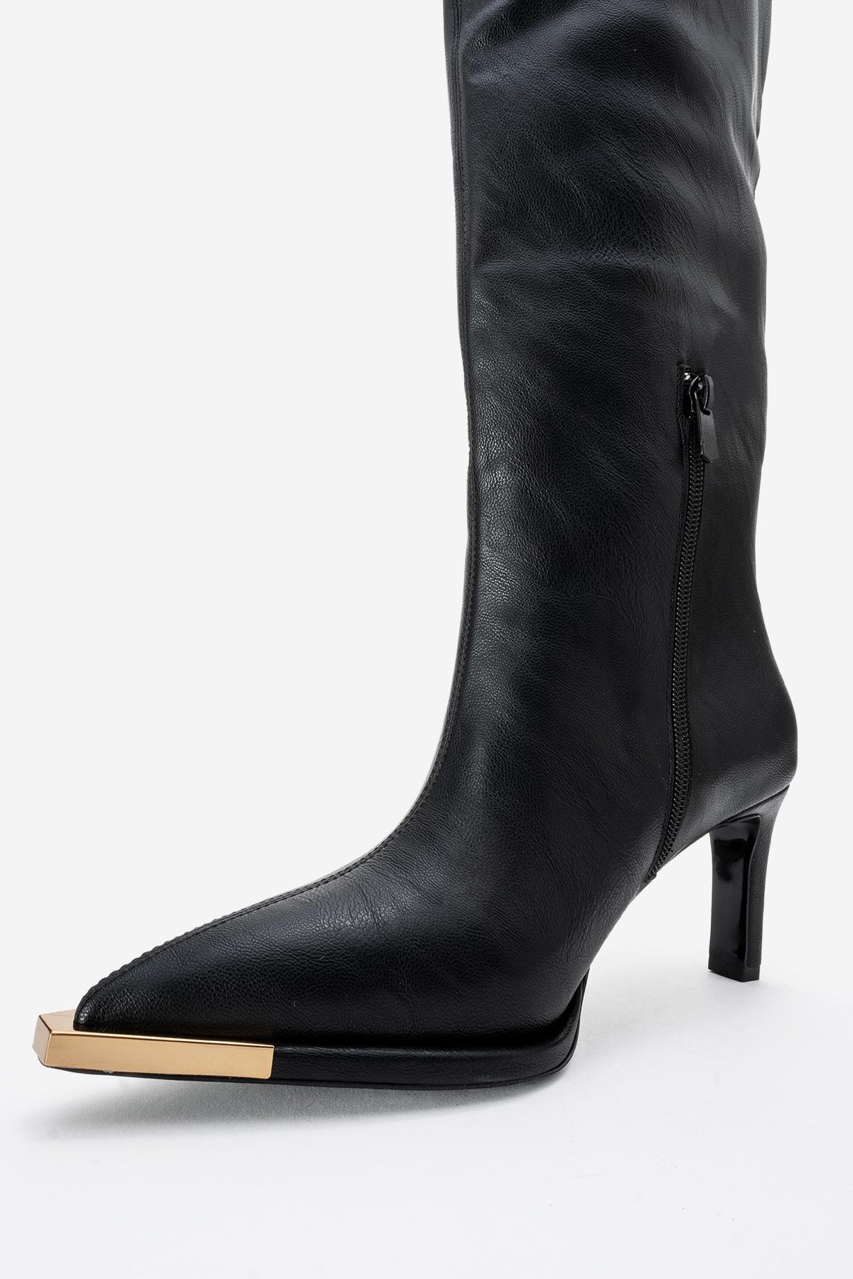 Vody - Black Over-The-Knee Zip Stiletto Boot (Women)