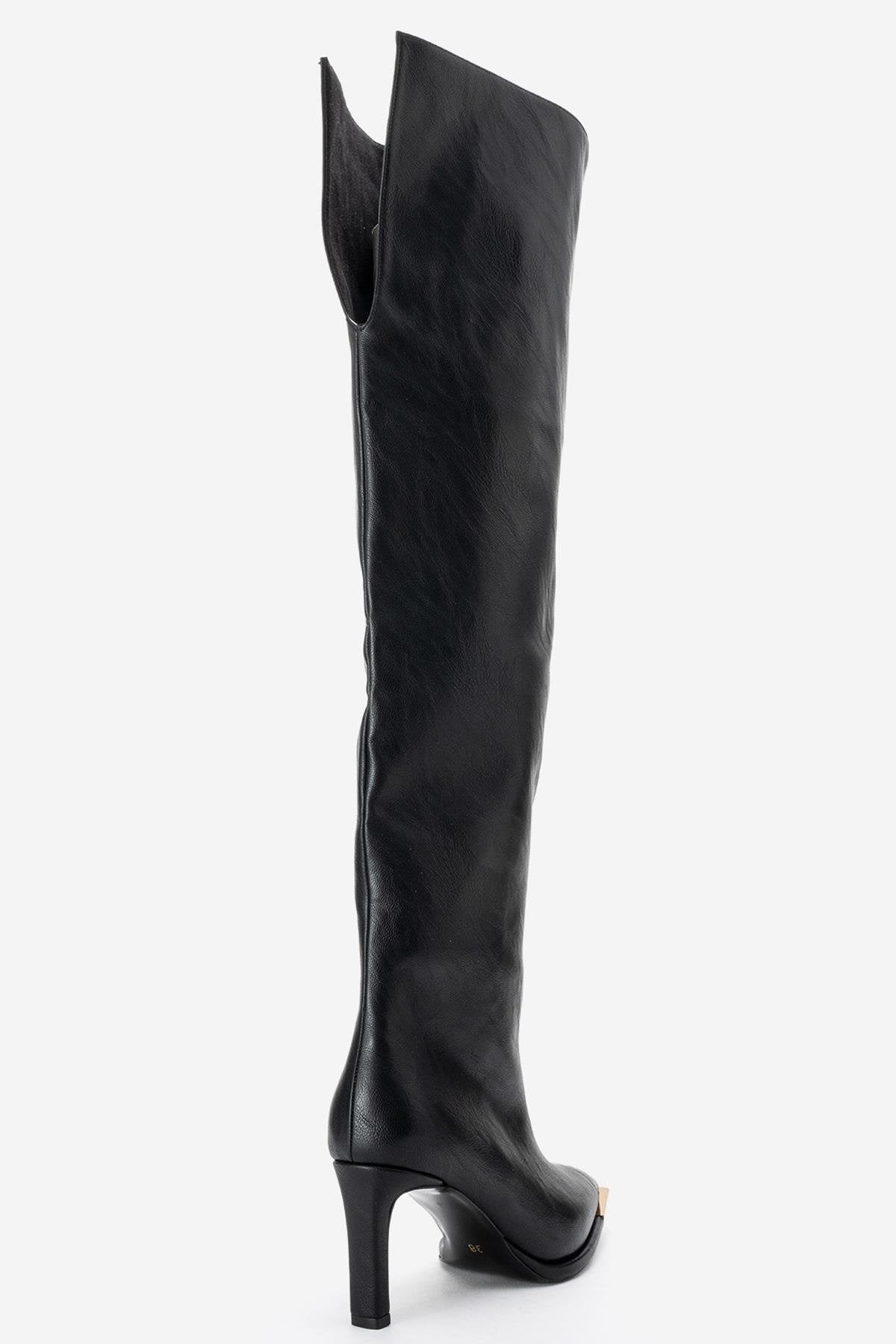 Vody - Black Over-The-Knee Zip Stiletto Boot (Women)
