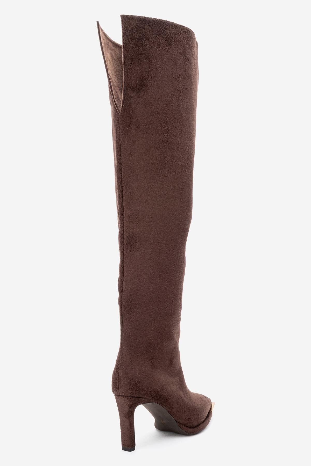 Vody - Brown Suede Zip Over-The-Knee Stiletto Boot (Women)