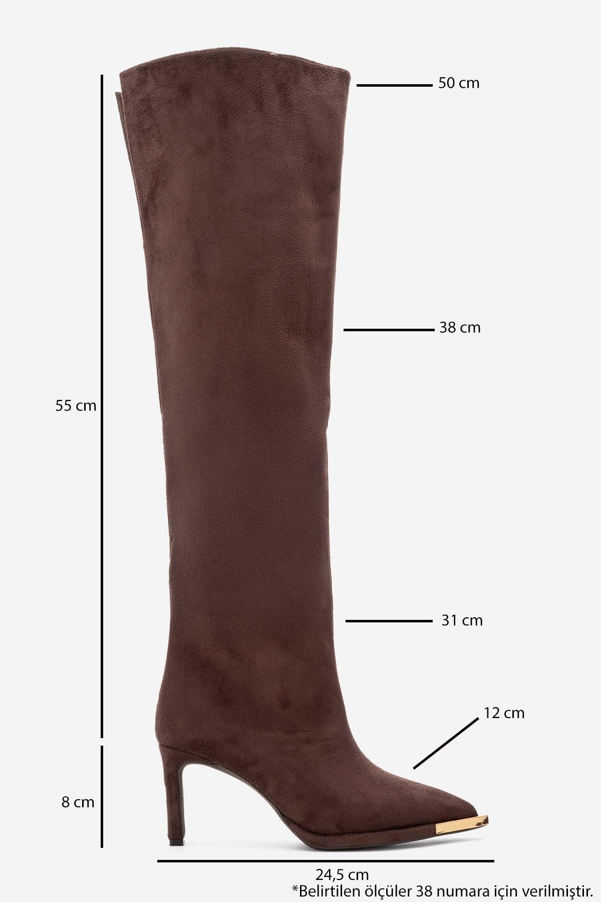Vody - Brown Suede Zip Over-The-Knee Stiletto Boot (Women)