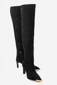 Vody - Black Suede Zip Over-The-Knee Stiletto Boot (Women)