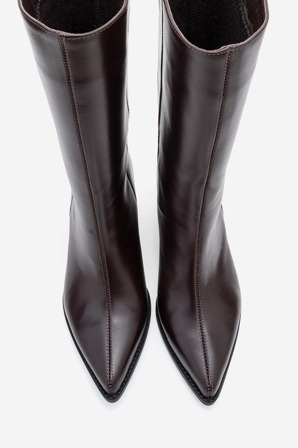 Juana - Brown Genuine Leather Pointed Toe Boot (Women)