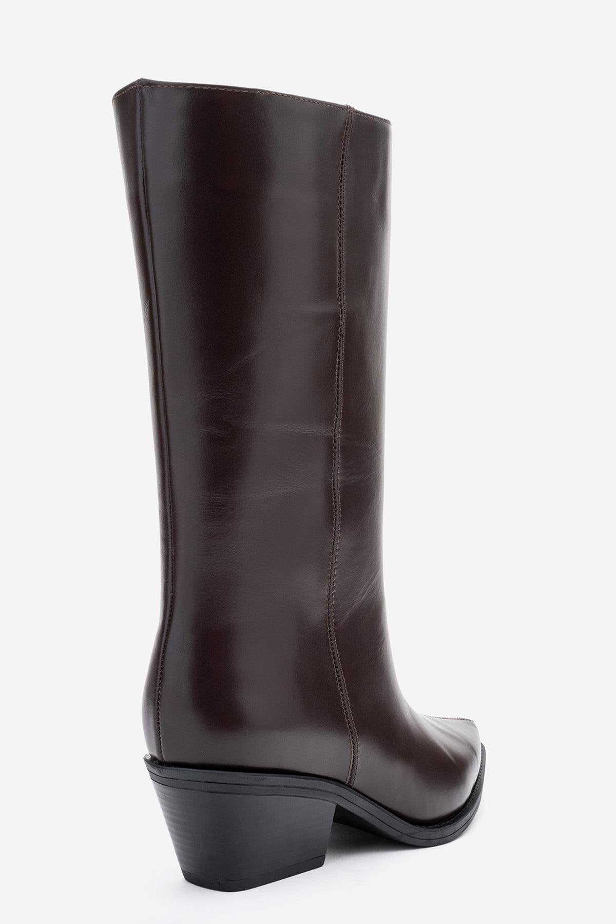 Juana - Brown Genuine Leather Pointed Toe Boot (Women)
