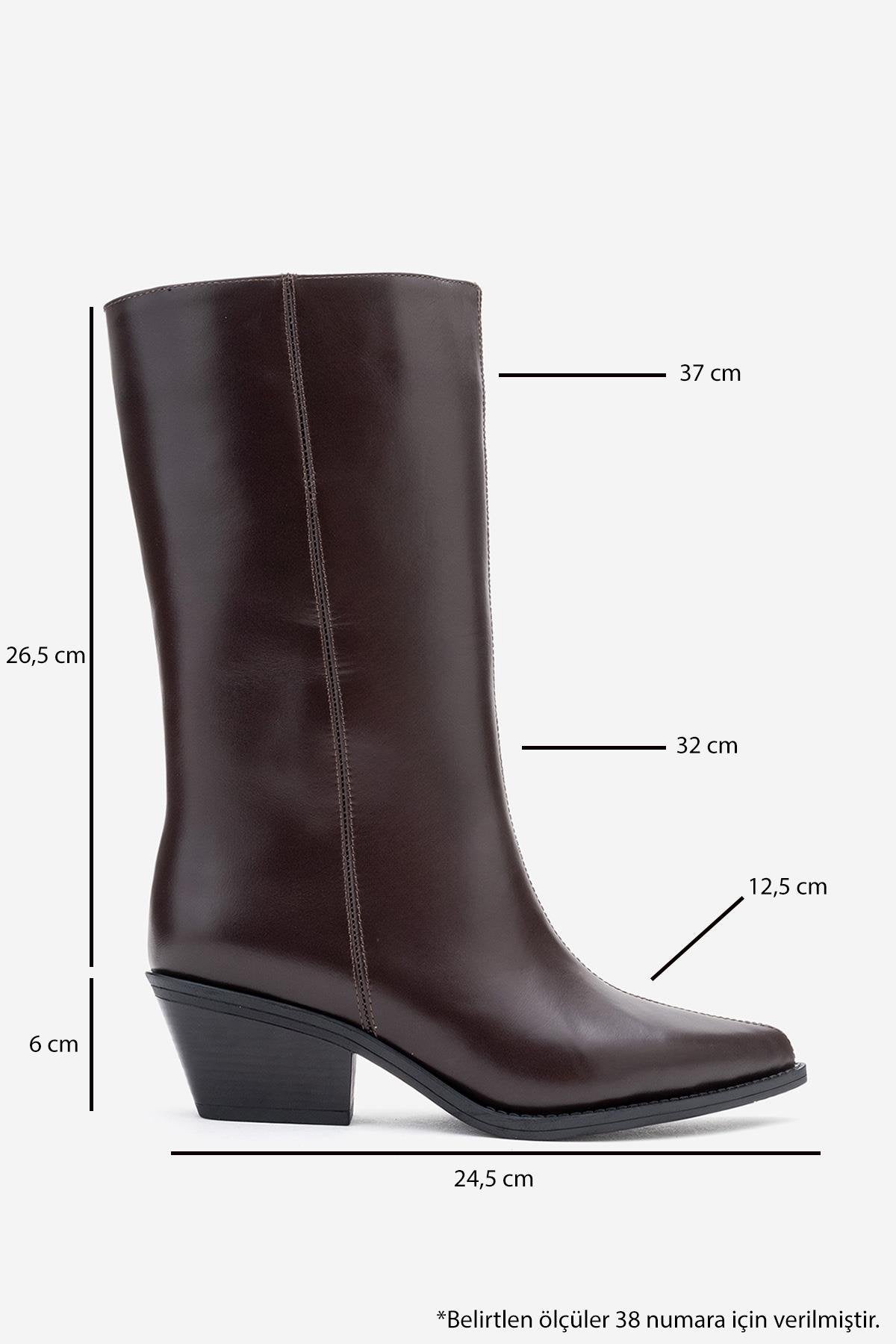 Juana - Brown Genuine Leather Pointed Toe Boot (Women)