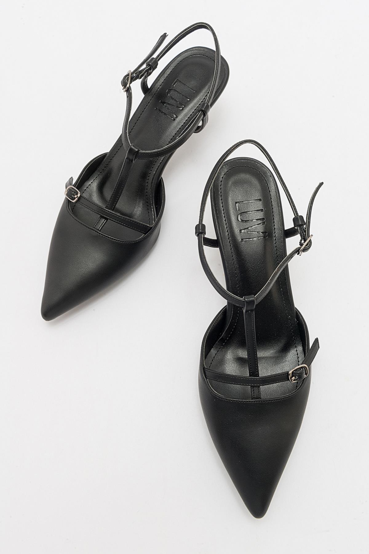 Frans - Black Pointed Toe Backless Low Heel Shoe (Women)