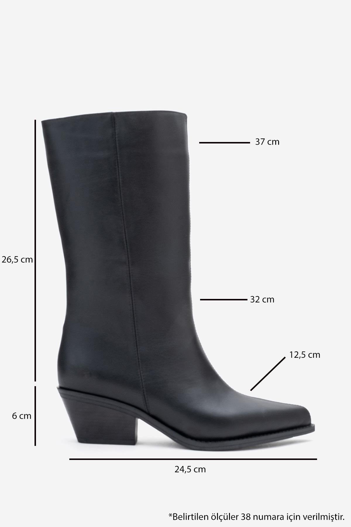 Juana - Black Genuine Leather Pointed Toe Boot (Women)