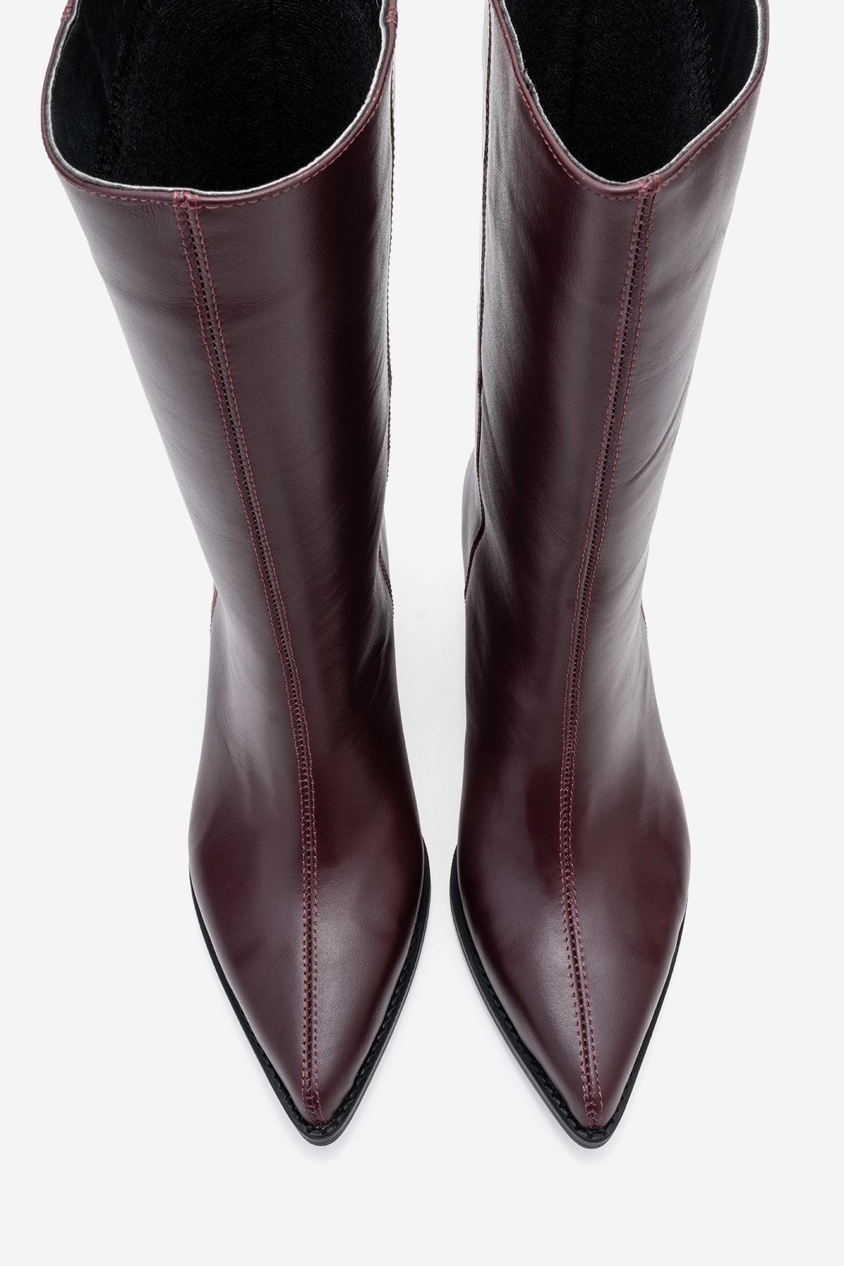 Juana - Burgundy Genuine Leather Pointed Toe Boot (Women)