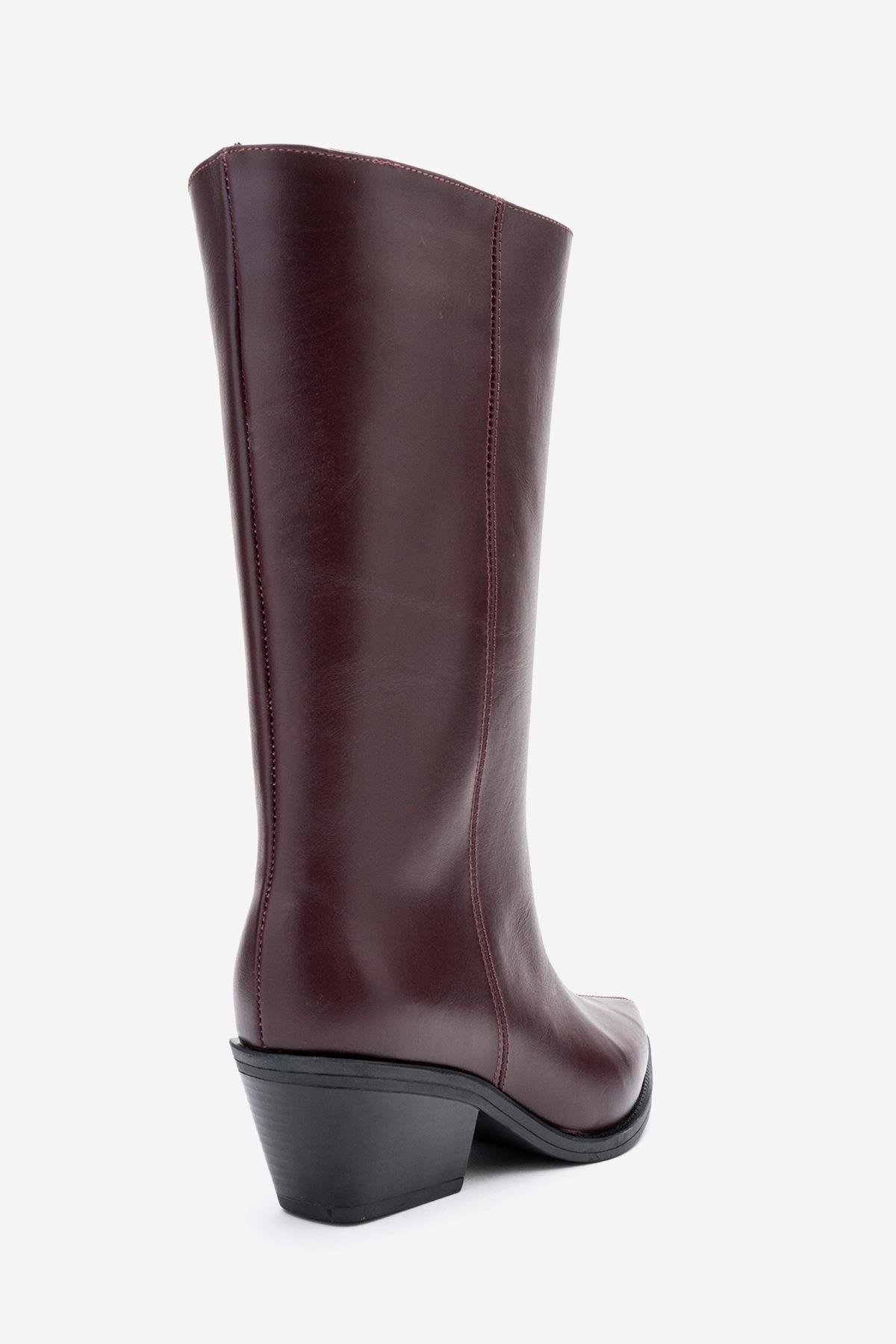 Juana - Burgundy Genuine Leather Pointed Toe Boot (Women)
