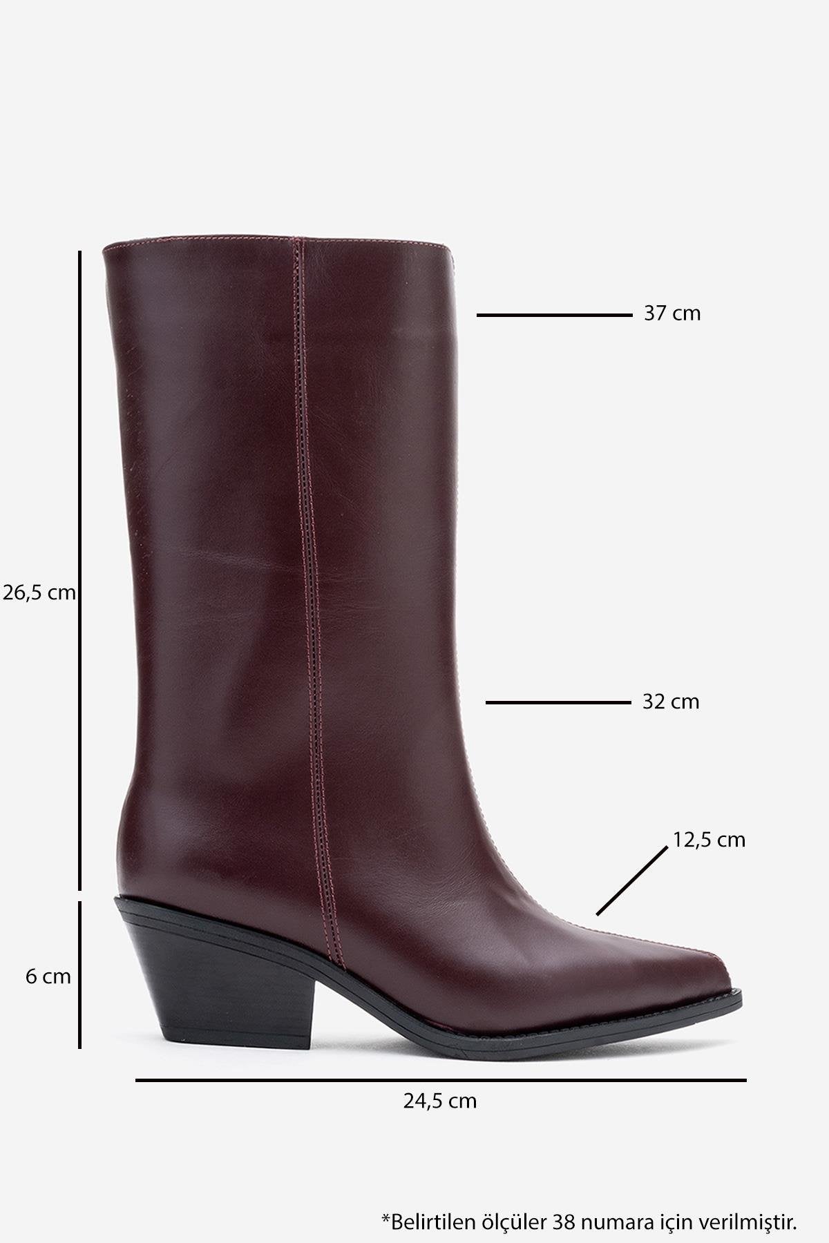 Juana - Burgundy Genuine Leather Pointed Toe Boot (Women)
