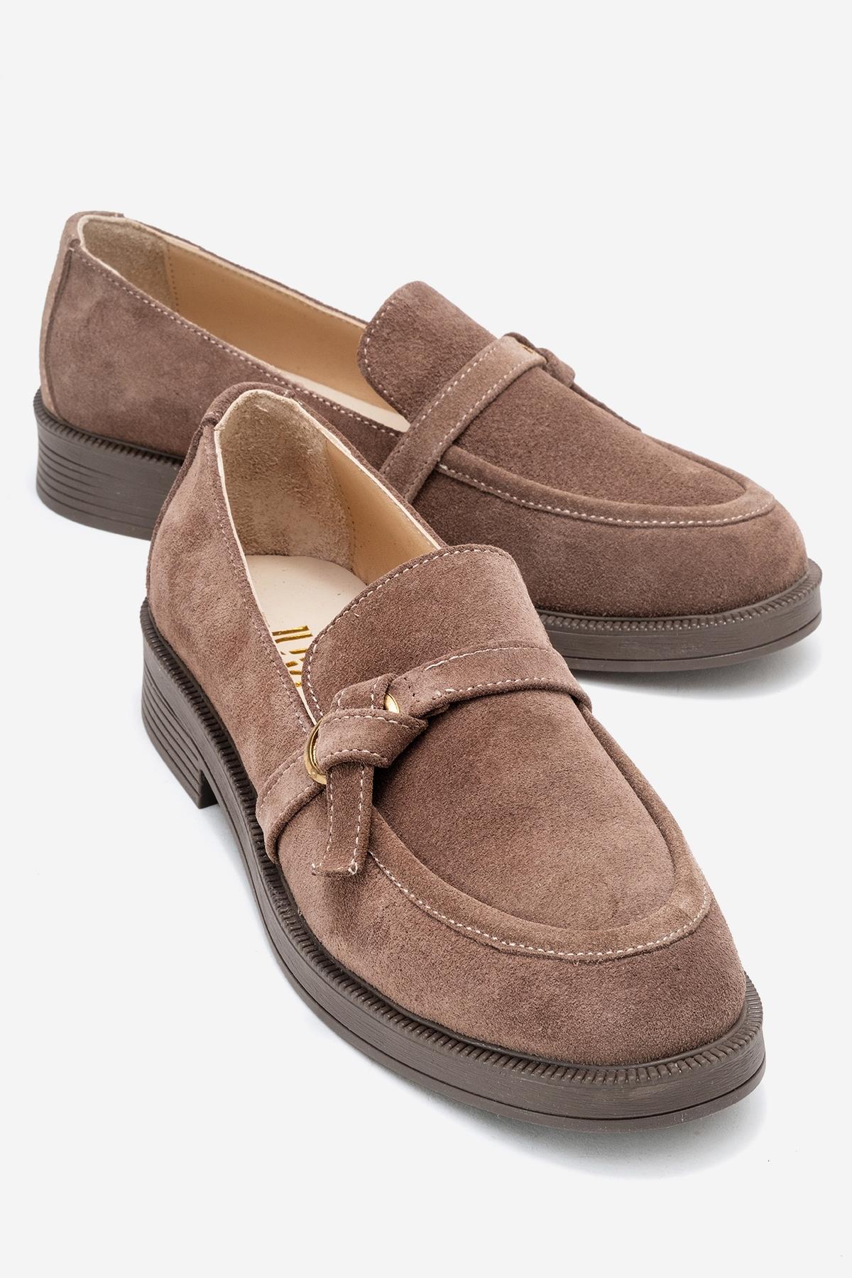Galea - Taupe Suede Genuine Leather Loafer (Women)