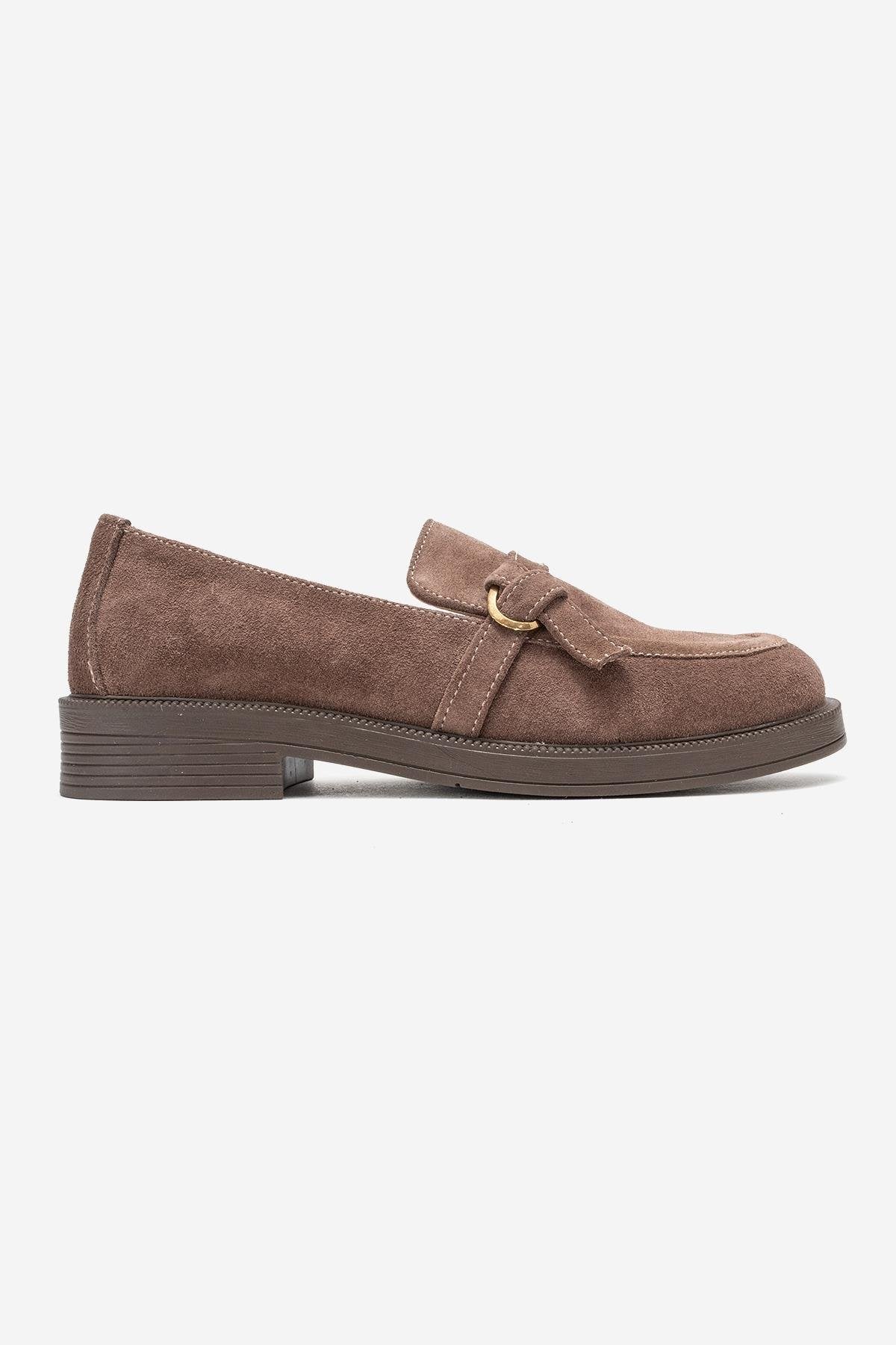 Galea - Taupe Suede Genuine Leather Loafer (Women)