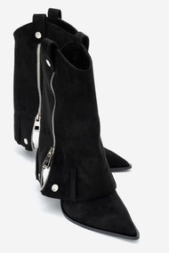 Lola - Black Zip Pointed Toe Heeled Boot (Women)