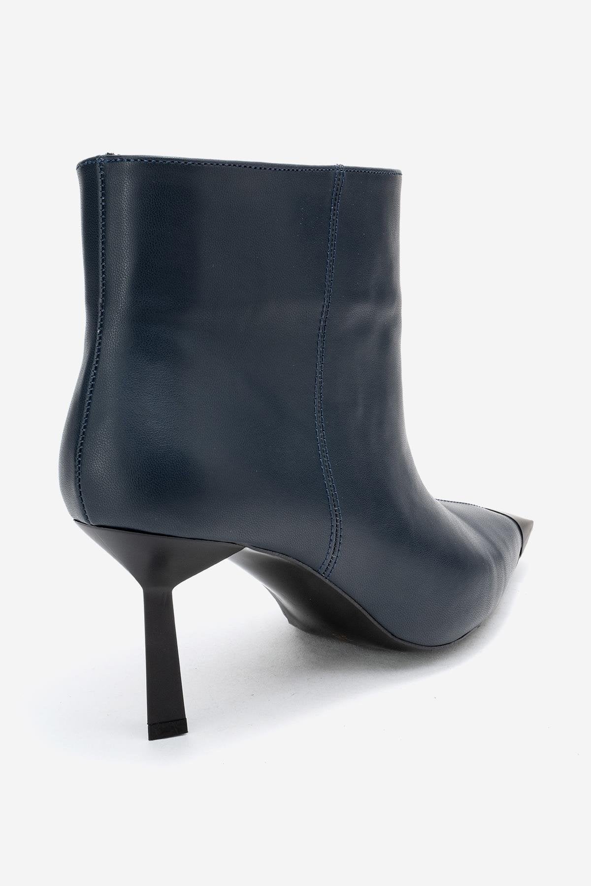 Rassel - Navy Smooth Pointed Toe Stiletto Heel Ankle Boot (Women)