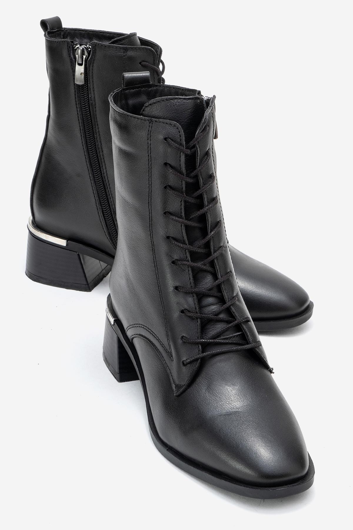Avia - Black Genuine Leather Block Heel Boot (Women)