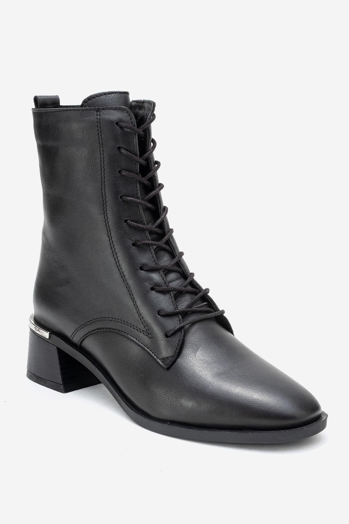 Avia - Black Genuine Leather Block Heel Boot (Women)