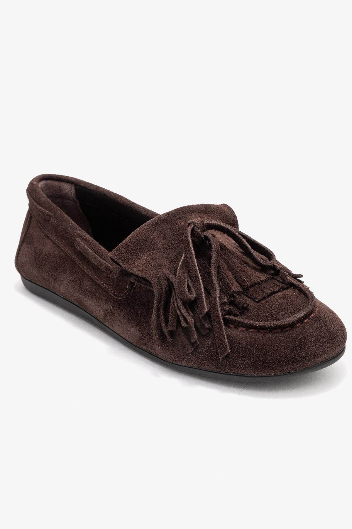 Axeli - Brown Genuine Leather Bow Fringe Loafer (Women)