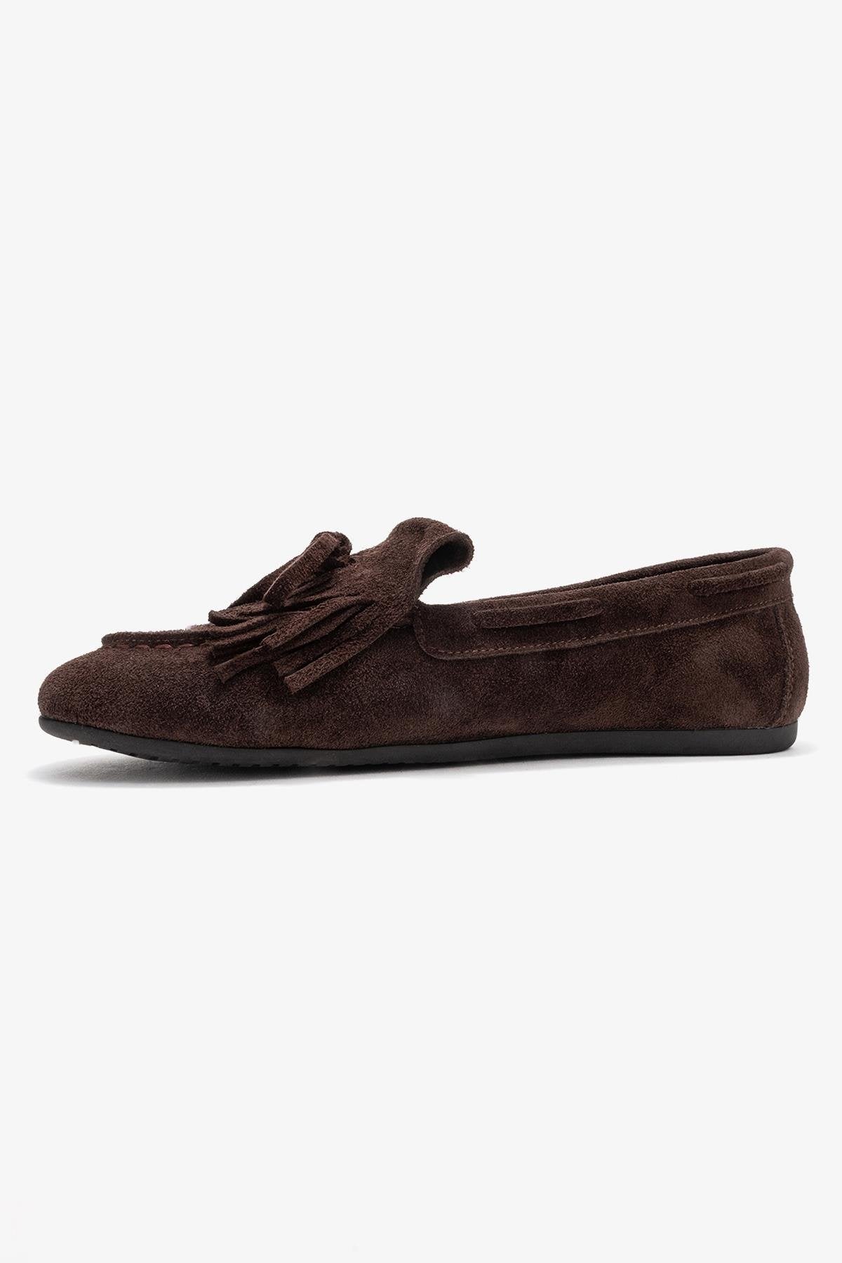 Axeli - Brown Genuine Leather Bow Fringe Loafer (Women)