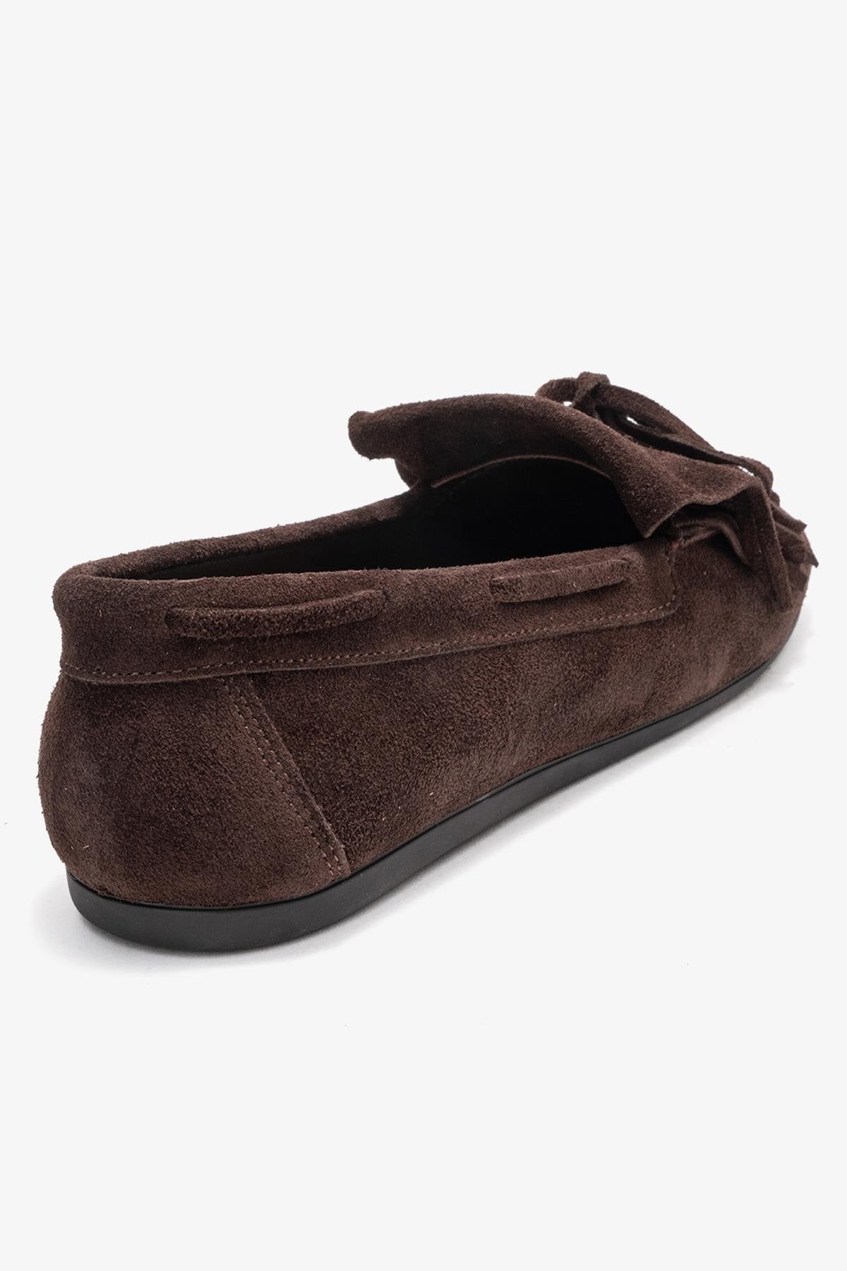 Axeli - Brown Genuine Leather Bow Fringe Loafer (Women)