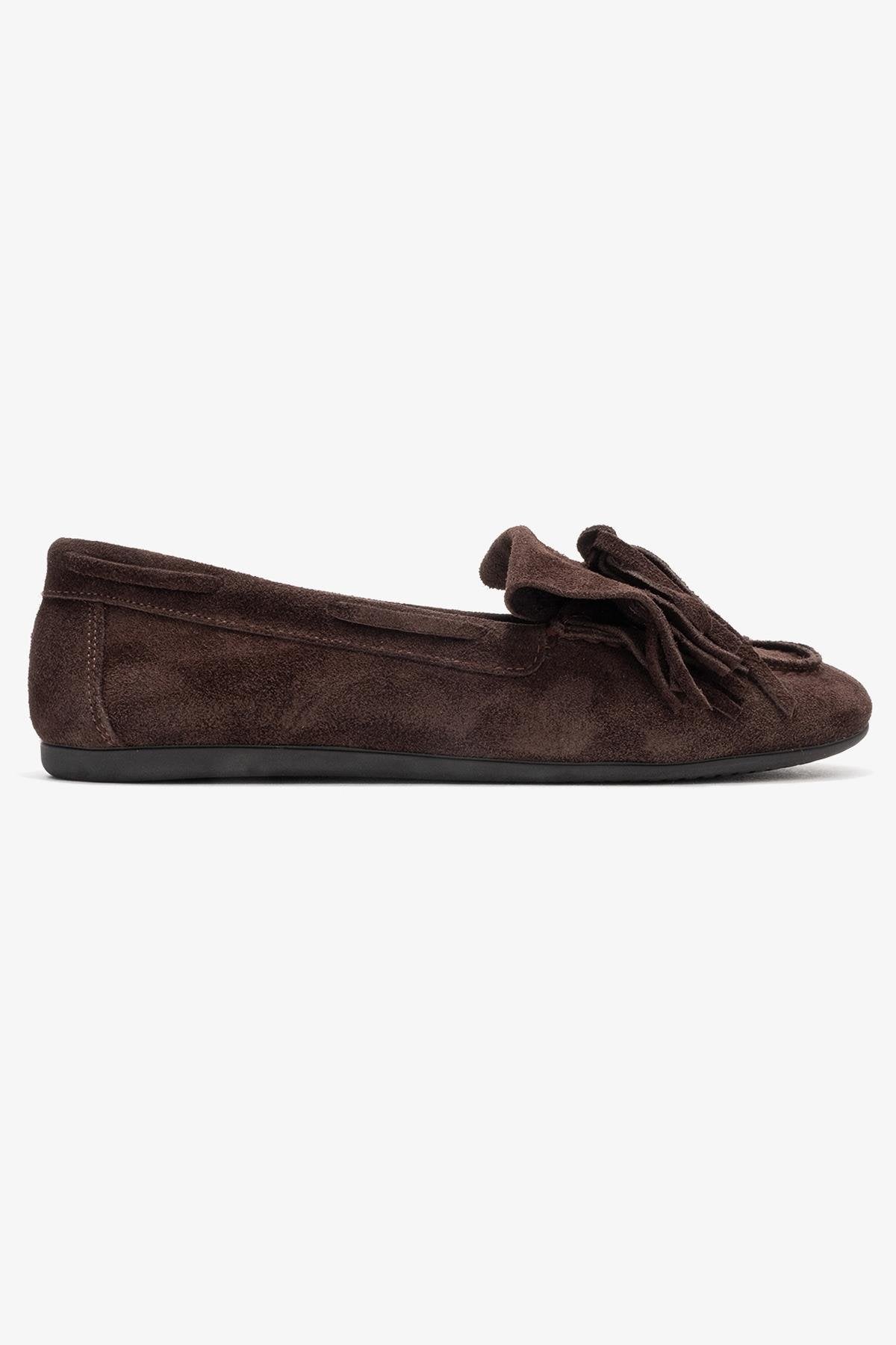 Axeli - Brown Genuine Leather Bow Fringe Loafer (Women)