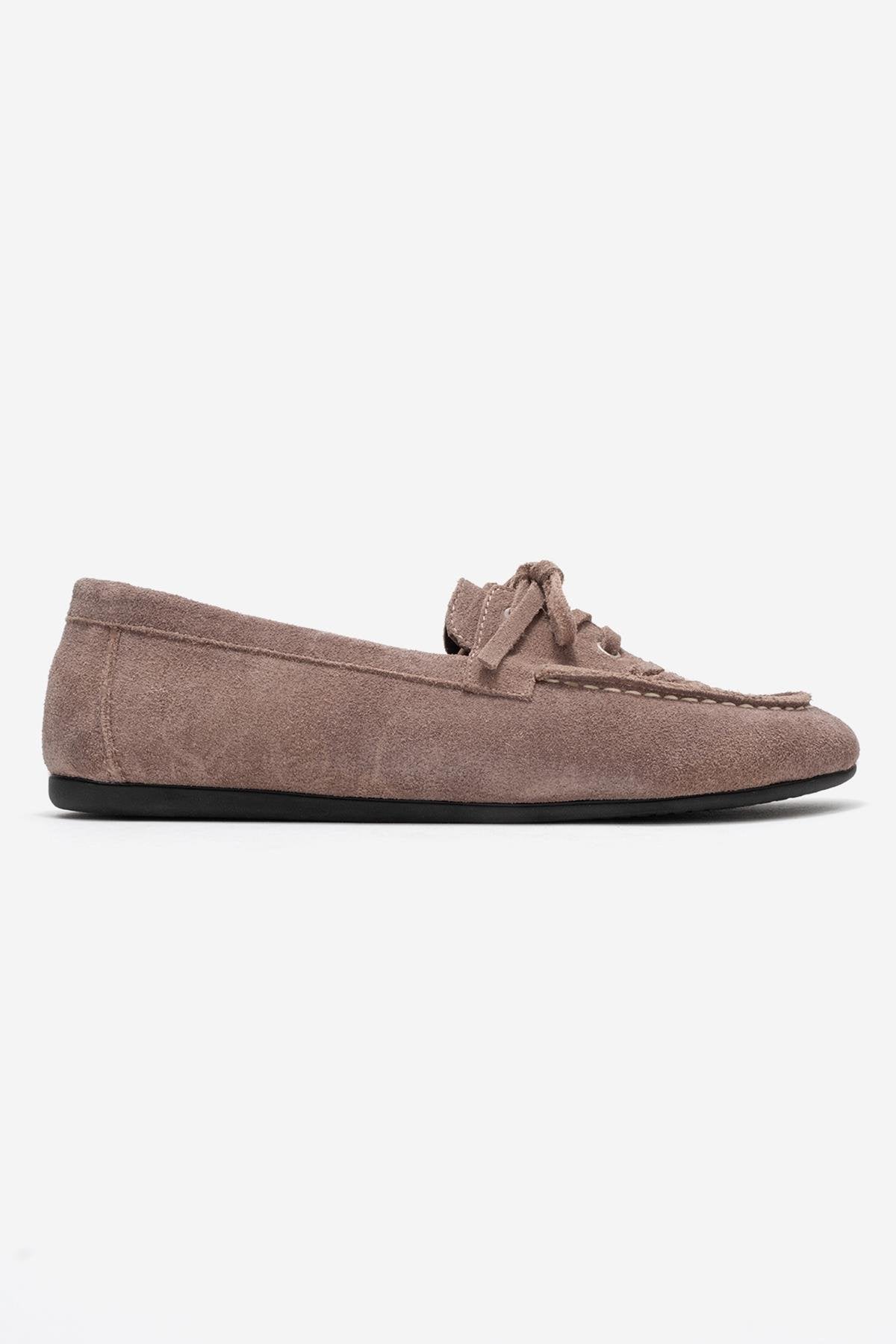 Lorven - Taupe Genuine Leather Lace-Up Loafer (Women)