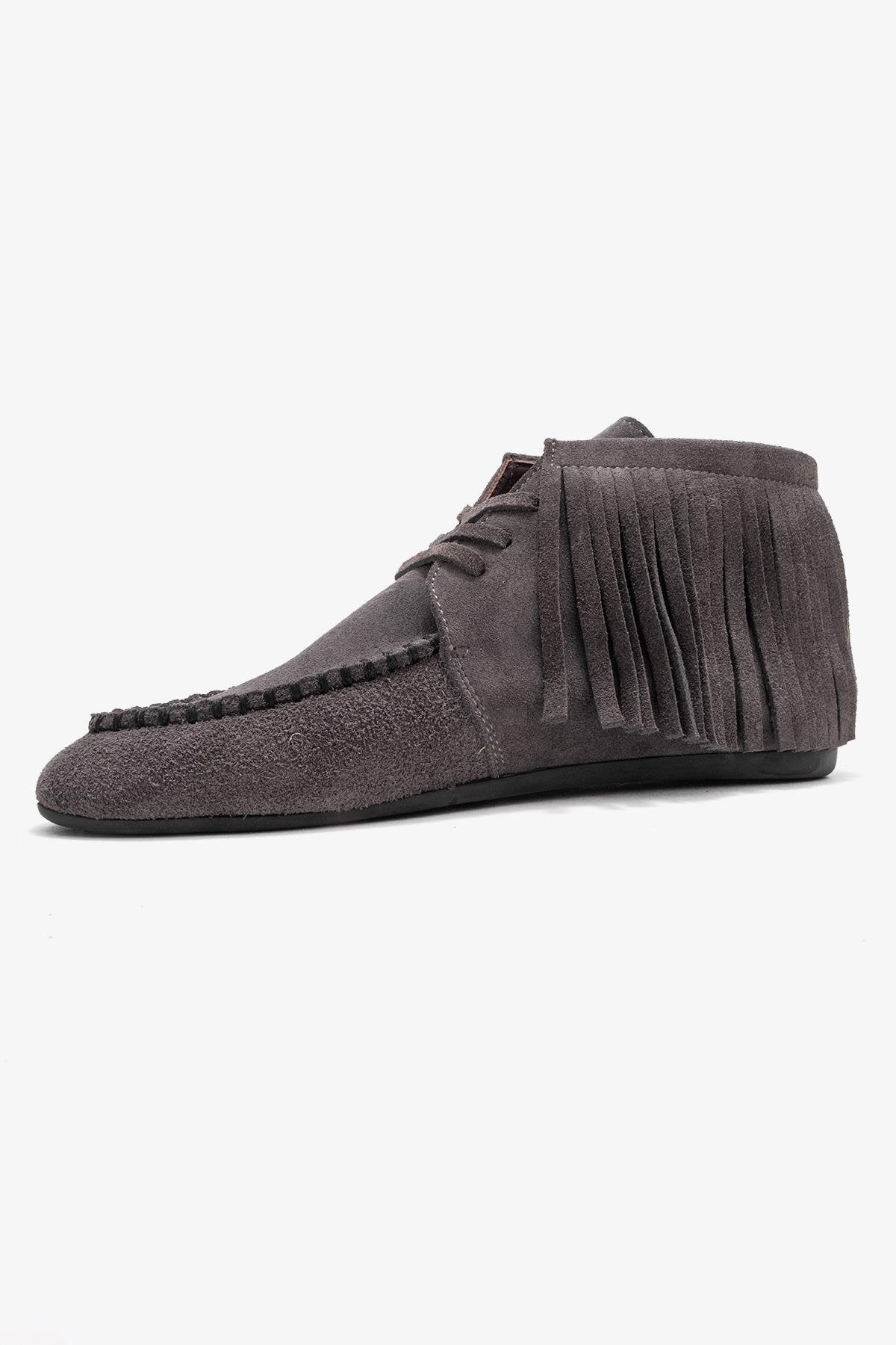 Raux - Smoke Suede Genuine Leather Fringed Ankle Boot (Women)